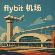 FlyBit 机场航站楼插画，线稿风格